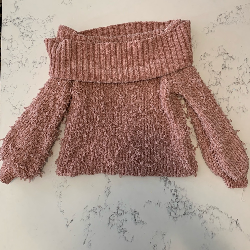 Super Soft Off the Shoulder Pink Sweater